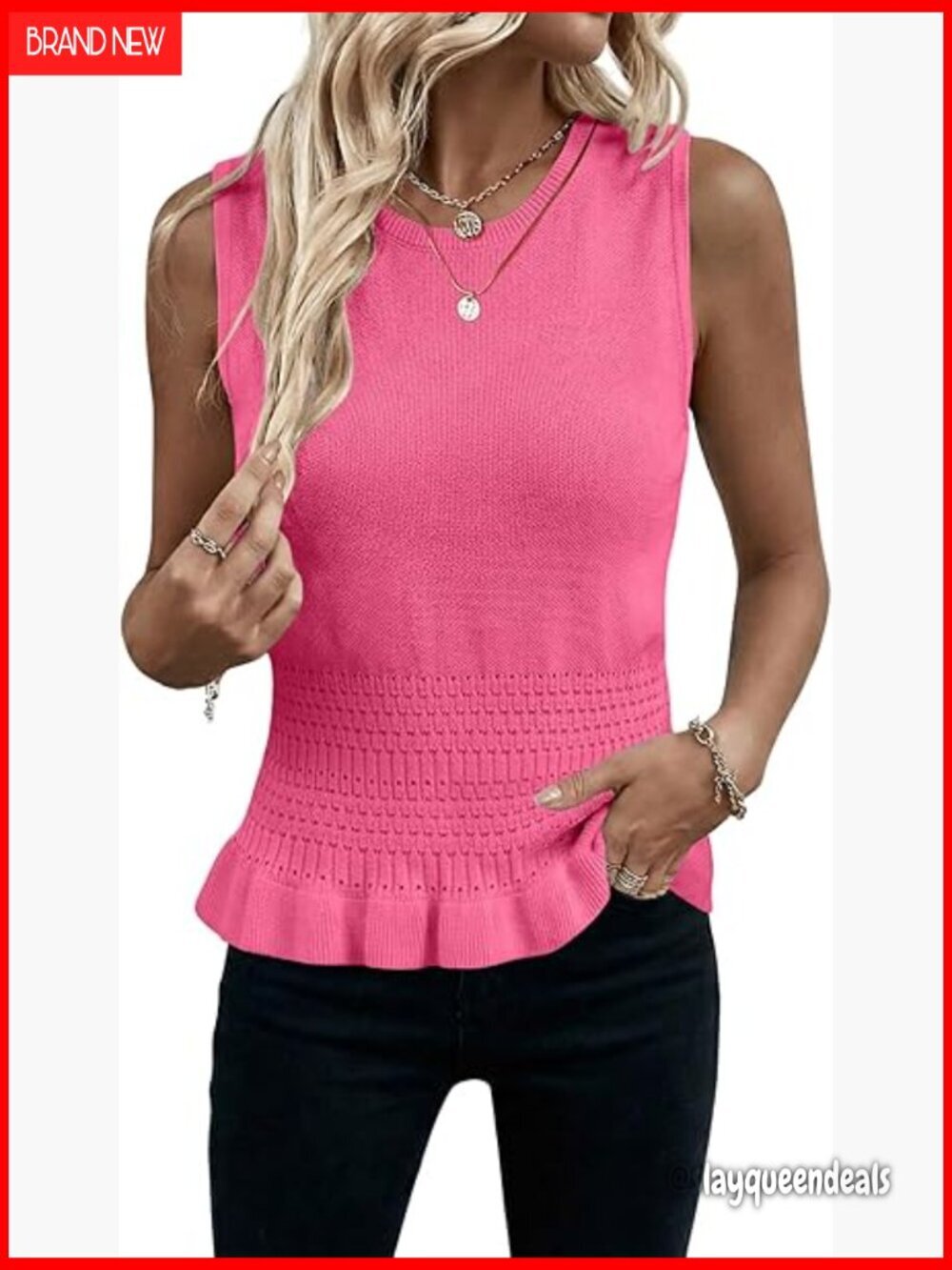 Lightweight Crochet Sweater Vest Sleeveless Crewneck Beach Cover Up